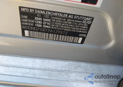 2007 Mercedes-Benz S 550 z USA, uszkodzony, nr VIN WDDNG71X77A129272